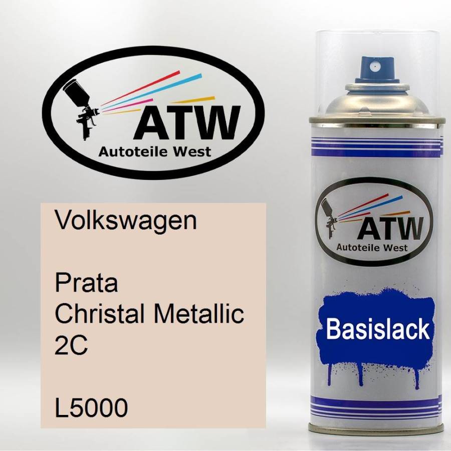 Volkswagen, Prata Christal Metallic 2C, L5000: 400ml Sprühdose, von ATW Autoteile West.